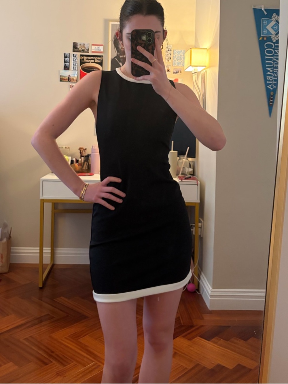 Alice + Olivia BNWOT Black Mini Dress with White Trim